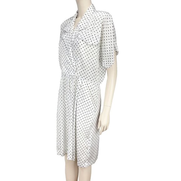 ALGO-ETTES VTG Romper 80´s 90’s Polka Dot Satin White & Black Knee-Lenght Retro - Picture 3 of 14